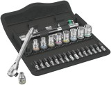 Set clichet Zyklop 1/4&quot; plus chei tubulare si biti, 28 piese WERA 05004018001 HardWork ToolsRange