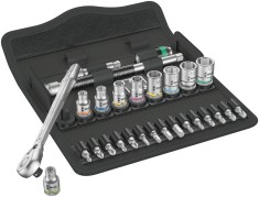 Set clichet Zyklop 1/4&quot; plus chei tubulare si biti, 28 piese WERA 05004018001 HardWork ToolsRange