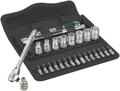 Set clichet Zyklop 1/4&amp;quot; plus chei tubulare si biti, 28 piese WERA 05004018001 HardWork ToolsRange foto