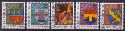 Luxemburg 1981 - Craciun, Caritas, steme, serie neuzata foto