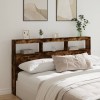 Gossi tablie de pat cu dulap si led, stejar fumuriu, 180x17x102 cm