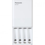 Incarcator Baterii Panasonic Eneloop BQ-CC87, 4 Sloturi + USB, Alb