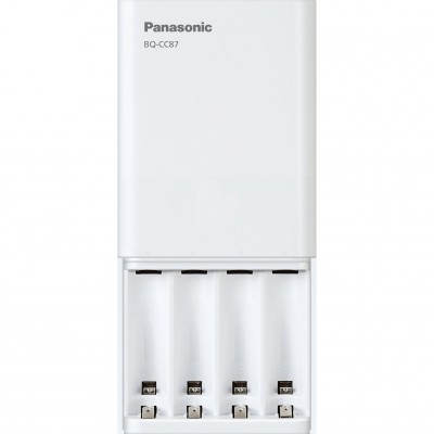 Incarcator Baterii Panasonic Eneloop BQ-CC87, 4 Sloturi + USB, Alb foto