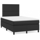 VidaXL Pat box spring cu saltea, negru, 120x190 cm, piele ecologică 3269971