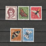 Fluturi Pro Juventute Sc. B247-251 (Scott) Elvetia 1955, Fauna, Nestampilat