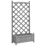 Cumpara ieftin Jardiniera cu spalier, gri, 75 x 35 x 150 cm, lemn masiv de brad