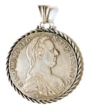 AUSTRIA THALER MARIA THERESIA 1780 SF TIP MEDALION ARGINT CU RAMAA DETASABILA AUNC (CITITI DESCRIEREA), Europa