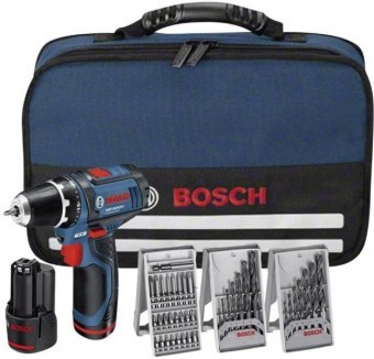 Bosch GSR 10.8 V-EC Masina de gaurit si insurubat cu acumulator, 10.8V + 2 x Acumulatori 1,5Ah + 3 seturi burghie + Geanta Toolbox foto