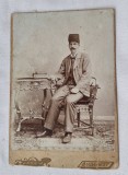 CVD - Poza veche anii 1900 - fotografie pe carton, un distins domn - turc, foto Leon Budapesta