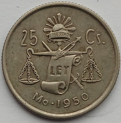 Mexic, 25 Centavos 1950 foto
