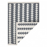 Covor TWIN 22994 geometric, triunghiurile bumbac, cu două fețe, Franjuri ecologice - antracit / crem, 60x90 cm
