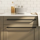 vidaXL M&acirc;nere de dulap, 10 buc., negru, 480 mm, oțel inoxidabil