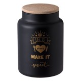 Borcan cu capac pentru depozitare,Sticla,Negru mat,890 ml, Oem