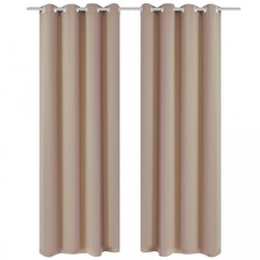 Draperii opace cu oche?i metalici, 2 buc, 135 x 175 cm, crem foto