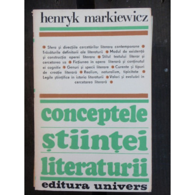 CONCEPTELE STIINTEI LITERATURII - HENRYK MARKIEWICZ foto