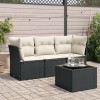 VidaXL Set mobilier de grădină cu perne, 4 piese, negru, poliratan 3217216