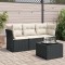 vidaXL Set mobilier de grădină cu perne, 4 piese, negru, poliratan 3217216