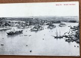 CPISTR5 Carte postala veche Malta - Grand Harbour, Port cu nave de razboi si cuirasate