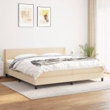 Cumpara ieftin Gossi pat box spring cu saltea, crem, 200x200 cm, textil