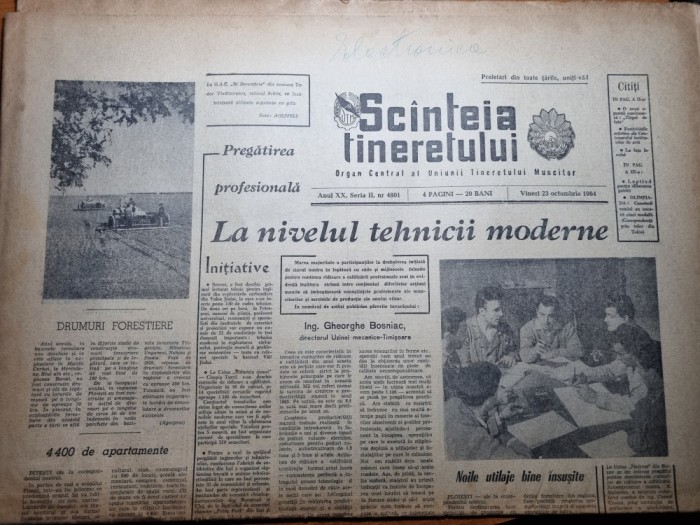 scanteia tineretului 23 octombrie 1964-orasul craiova,resita,jocurile olimpice