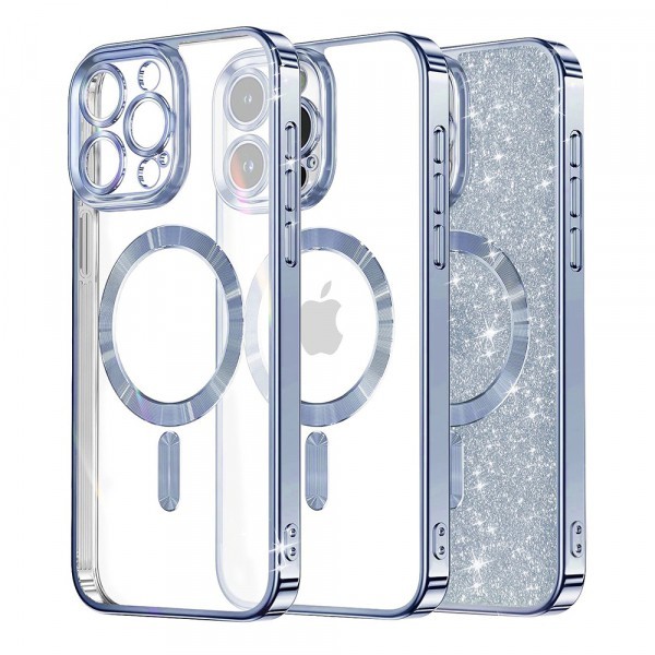 Husa MagSafe pentru Apple iPhone 16 Pro, Techsuit, Luxury Glitter, Bleu