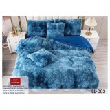 Lenjerie Fluffy Super Pufoasa 6 Piese, Albastru Pestrit - EL003