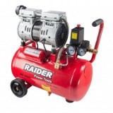 Compresor fara ulei, Raider 24 L, 750W, 135l/min, 230V, silentios