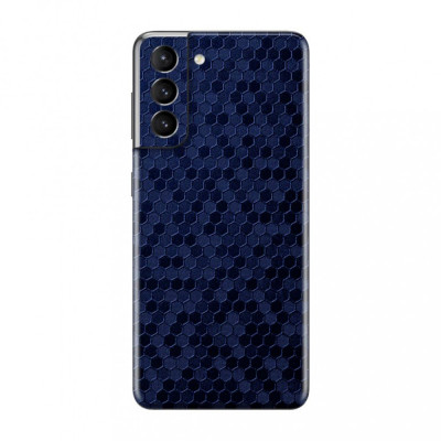 Set Folii Skin Acoperire 360 Compatibile cu Samsung Galaxy S21 FE Wrap Skin 3D Texture HoneyComb Blue foto