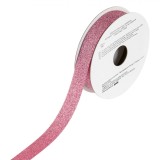 Panglică Decorativă Lorry, Glitter, Culoare Roz, Poliester, 5m x 9mm, Oem