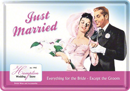 Placa metalica - Just Married - 10x14 cm
