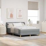 Pat box spring cu saltea, gri deschis, 160x200 cm, textil