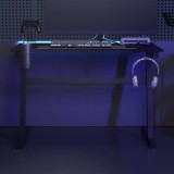 Birou de gaming cu picioare formă Z, negru, 110x60x75 cm, LED