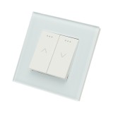 Intrerupator jaluzele dublu alb 220V, 16AX cu indicator luminos, rama din sticla 86x86x34mm
