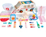 Set trusa medicala din lemn cu ambulanta, 7Toys