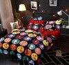 Lenjerie pat de Craciun,pat dublu,bumbac finet,6 piese,neagra cu globuri-A917, Jojo Home