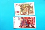 2 Bancnote 100+200 Francs Franta-