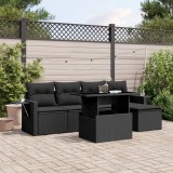Cumpara ieftin Gossi set mobilier de gradina cu perne, 6 piese, negru, poliratan