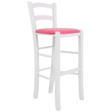 Scaun Paesana bar - cadru alb - imitatie piele roz - 21896