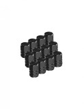 Set 12 capace hexagonale negre pentru valva auto, aliaj aluminiu, lungime 1.8 cm