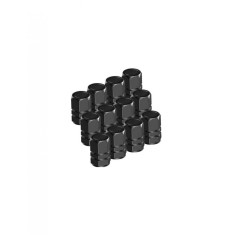 Set 12 capace hexagonale negre pentru valva auto, aliaj aluminiu, lungime 1.8 cm