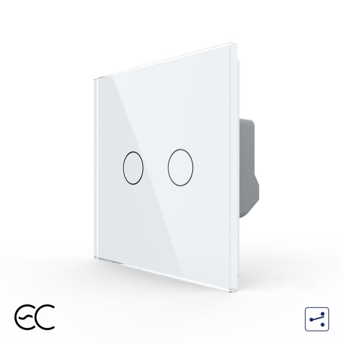 Intrerupator Dublu Cap Scara / Cruce cu Touch LIVOLO din Sticla - Protocol ZigBee EC SmartElectro IntelligentHouse