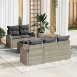 Cumpara ieftin Set de canapele pentru grădină cu pernă 6 pcs Gri deschis