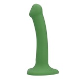 Vibrator LOVELINE Non-Phallic Vibrating Dildo Small, cu ventuză, compatibil cu ham strap-on, 10 funcții de vibrație, 16.5 cm, verde