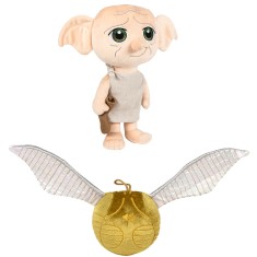 Set 2 jucarii din plus Dobby 20 cm si Snitch cu sunete 8 25 cm, Harry Potter