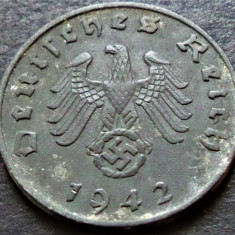Moneda istorica 1 REICHSPFENNIG - GERMANIA NAZISTA, anul 1942 B * cod 1769