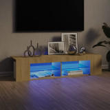 VidaXL Comodă TV cu lumini LED, stejar Sonoma, 135x39x30 cm