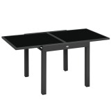 Outsunny Masă de Grădină Extensibilă cu Blat din Sticlă 80-160x80x75 cm Negru | Aosom Romania