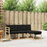 vidaXL Set de canapele de exterior cu pernă 4 pcs Alb și negru 3389346