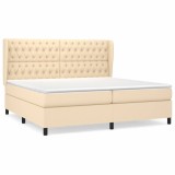 Cumpara ieftin Pat box spring cu saltea, crem, 200x200 cm, textil