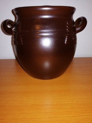 Vaza flori de agatat de perete vintage Hoganas Keramik ceramica maro Suedia foto